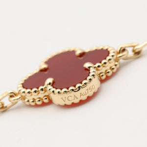 Van Cleef & Arpels Vintage Alhambra Bracelet 18K Yellow Gold and Carnelian - view 5