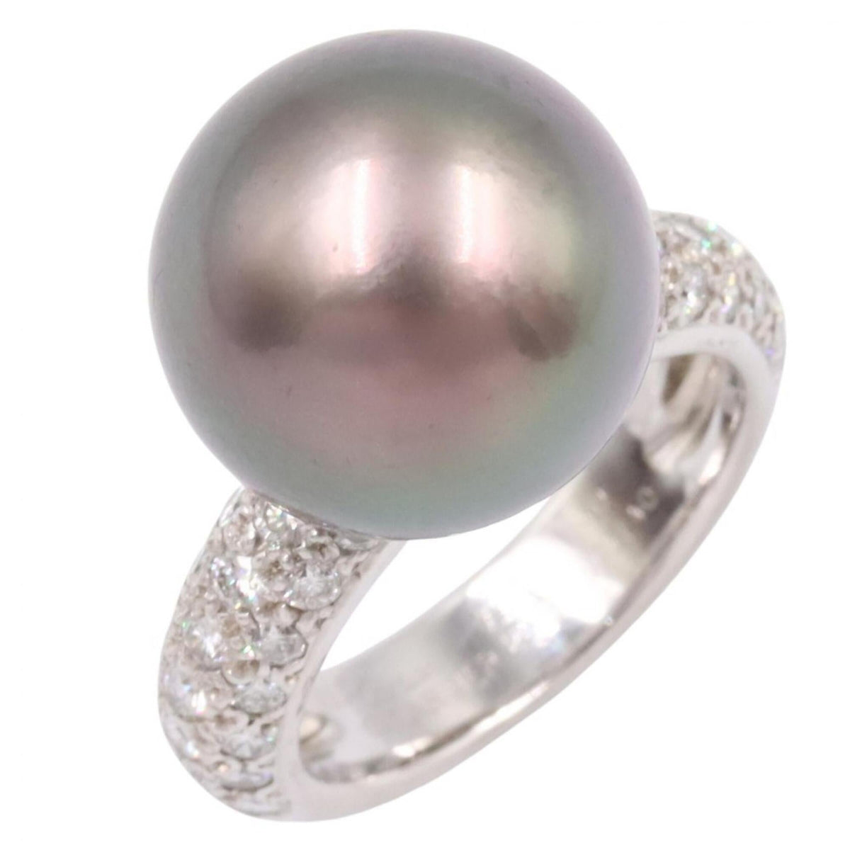 Cartier Ring 18K White Gold With Diamond And Black Pearl