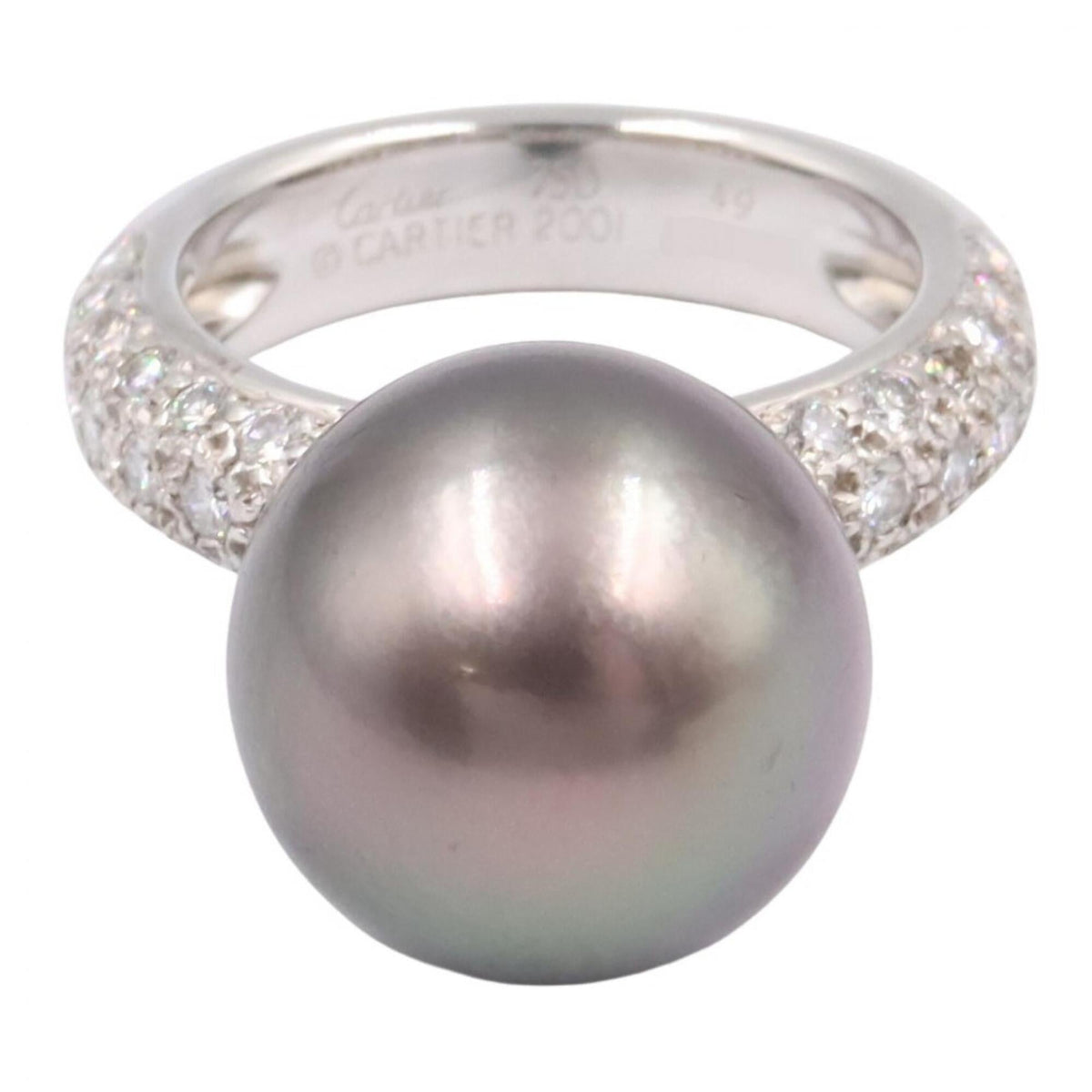 Cartier Ring 18K White Gold With Diamond And Black Pearl – view 2