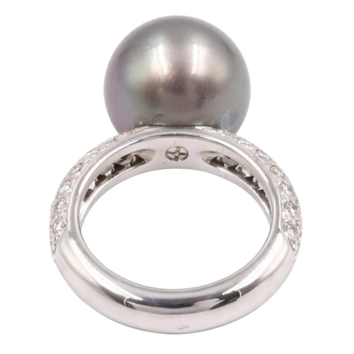 Cartier Ring 18K White Gold With Diamond And Black Pearl – view 3