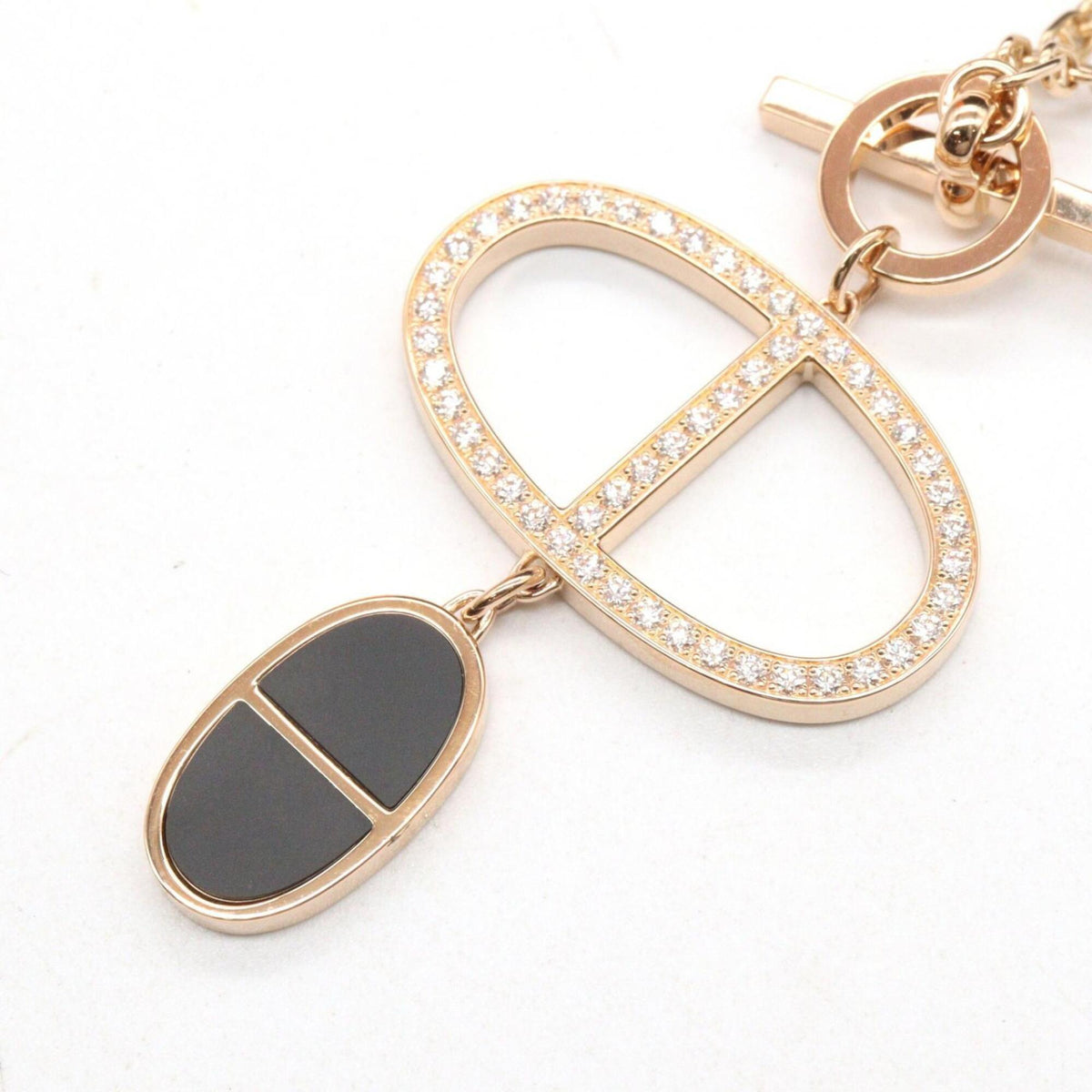 Pendant Necklace 18K Rose Gold and Ceramic with Diamond