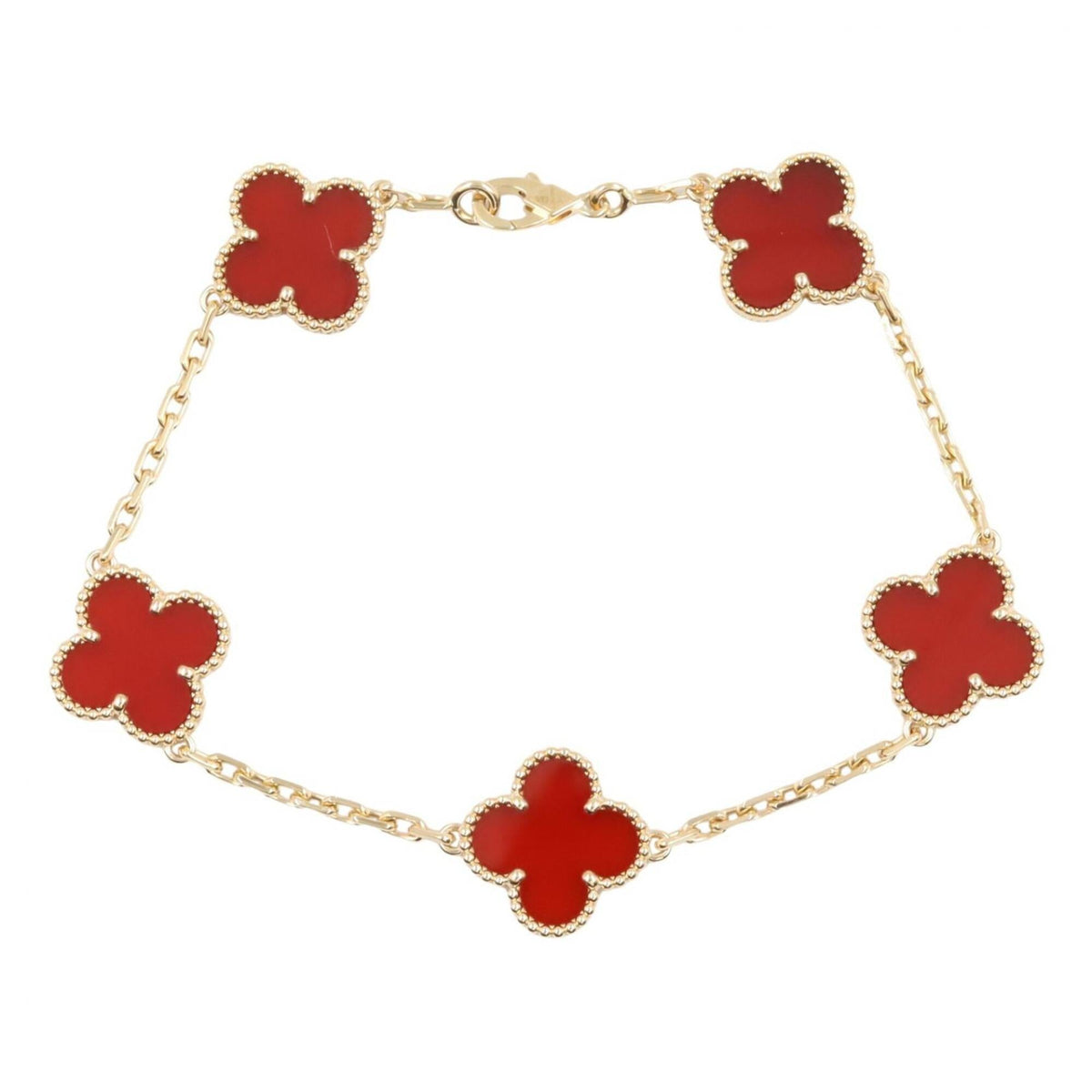 Van Cleef & Arpels Vintage Alhambra Bracelet 18K Yellow Gold and Carnelian