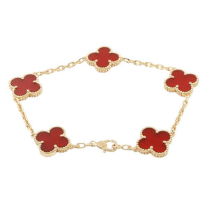 Van Cleef & Arpels Vintage Alhambra Bracelet 18K Yellow Gold and Carnelian - view 2
