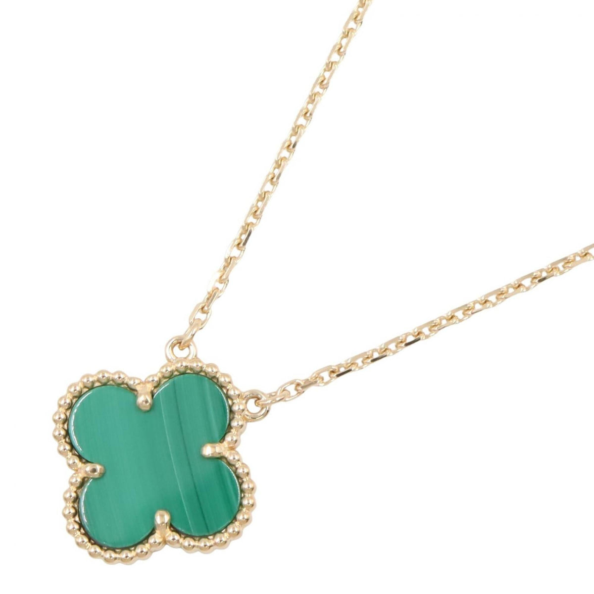 Van Cleef & Arpels Vintage Alhambra Pendant Necklace 18K Yellow Gold and Malachite