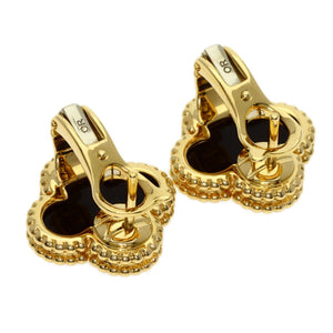 Van Cleef & Arpels Vintage Alhambra Earrings 18K Yellow Gold and Onyx 18K Yellow Gold - view 2