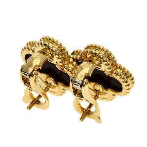 Van Cleef & Arpels Vintage Alhambra Earrings 18K Yellow Gold and Onyx 18K Yellow Gold - view 4
