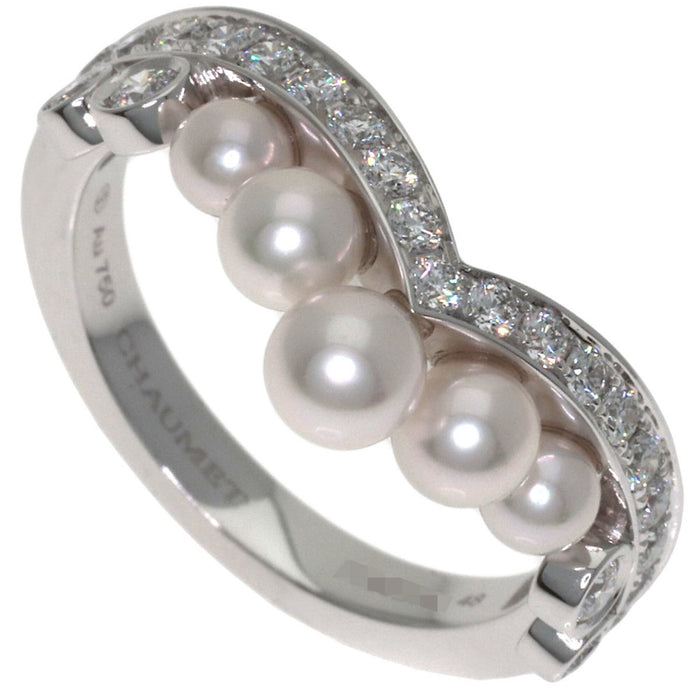 Chaumet Josephine Aigrette Ring 18K White Gold with Diamond and Pearl