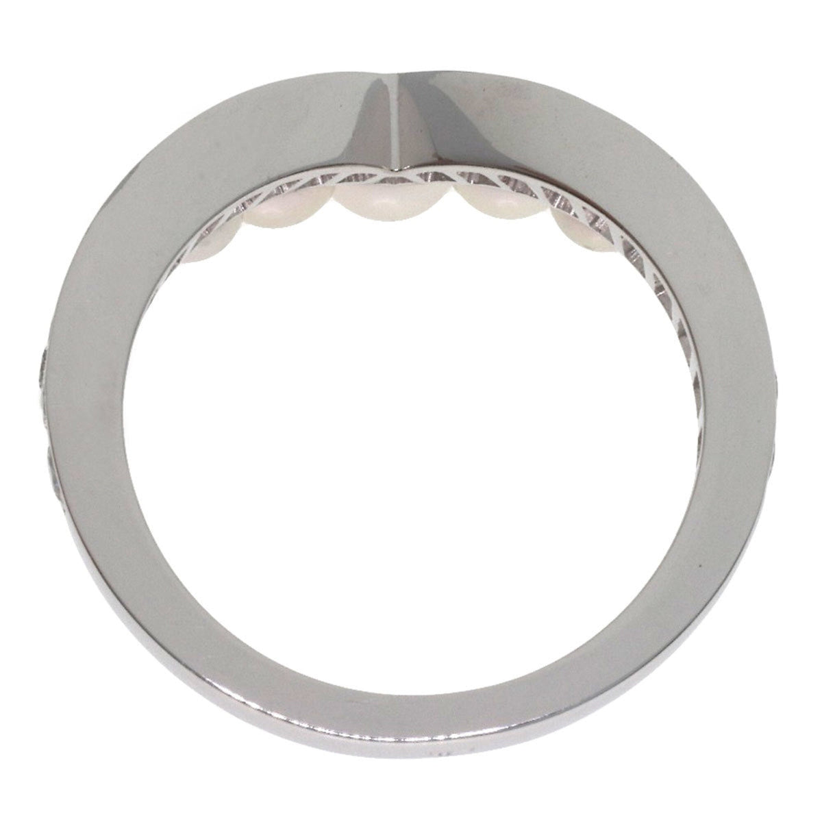 Josephine Aigrette Ring 18K White Gold with Diamond and Pearl