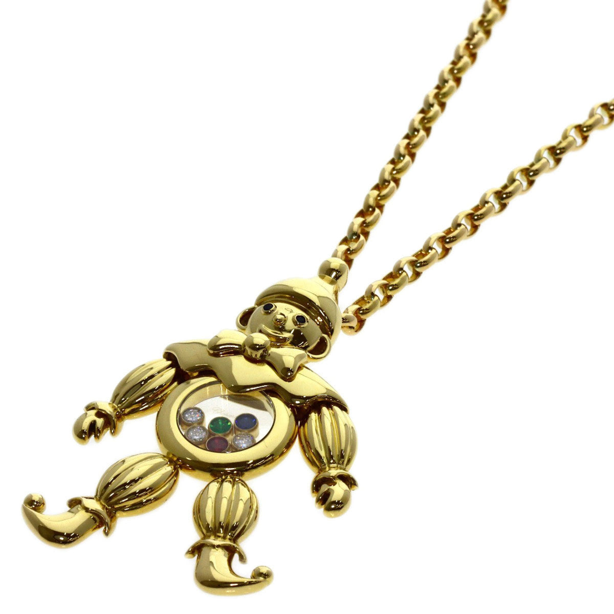 Pendant Necklace 18K Yellow Gold With Diamond Emerald Ruby and Sapphire