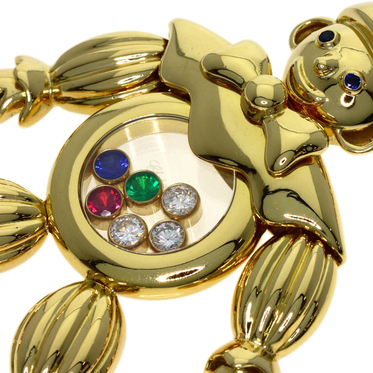 Pendant Necklace 18K Yellow Gold With Diamond Emerald Ruby and Sapphire