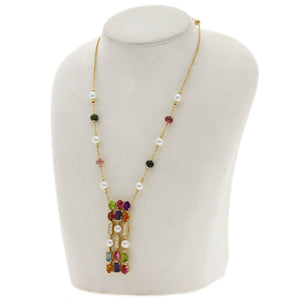 Bvlgari Allegra Pendant Necklace 18K Yellow Gold with Amethyst Citrine Color Stone Diamond Pearl Peridot Topaz Tourmal - view 5