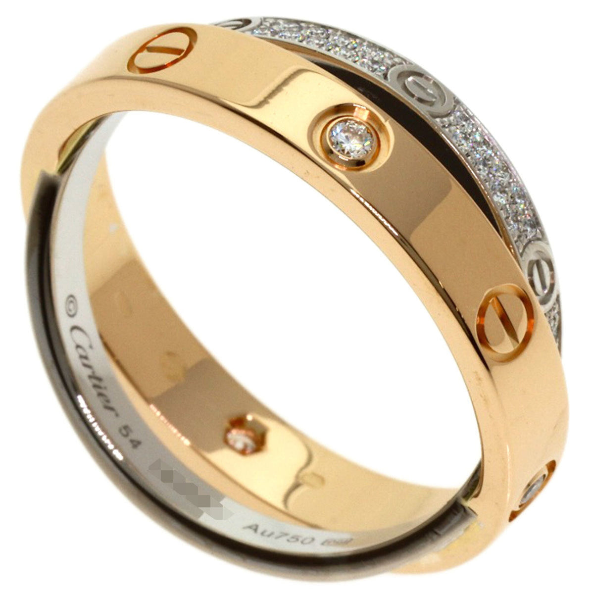 Cartier B-Love Ring 18K Rose Gold and 18K White Gold with Diamond