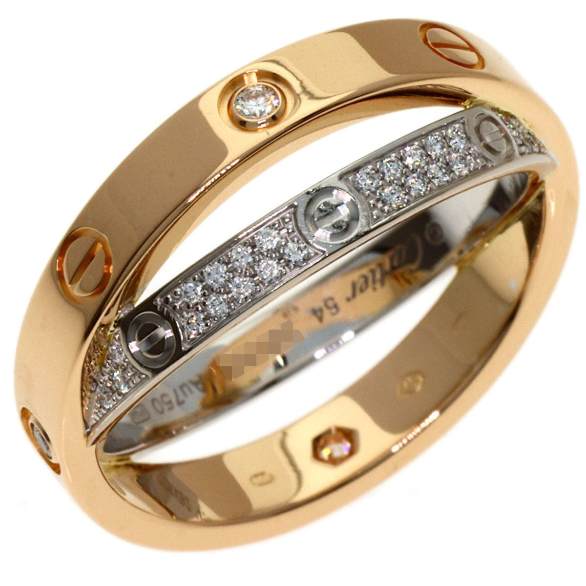 Cartier B-Love Ring 18K Rose Gold and 18K White Gold with Diamond – view 2