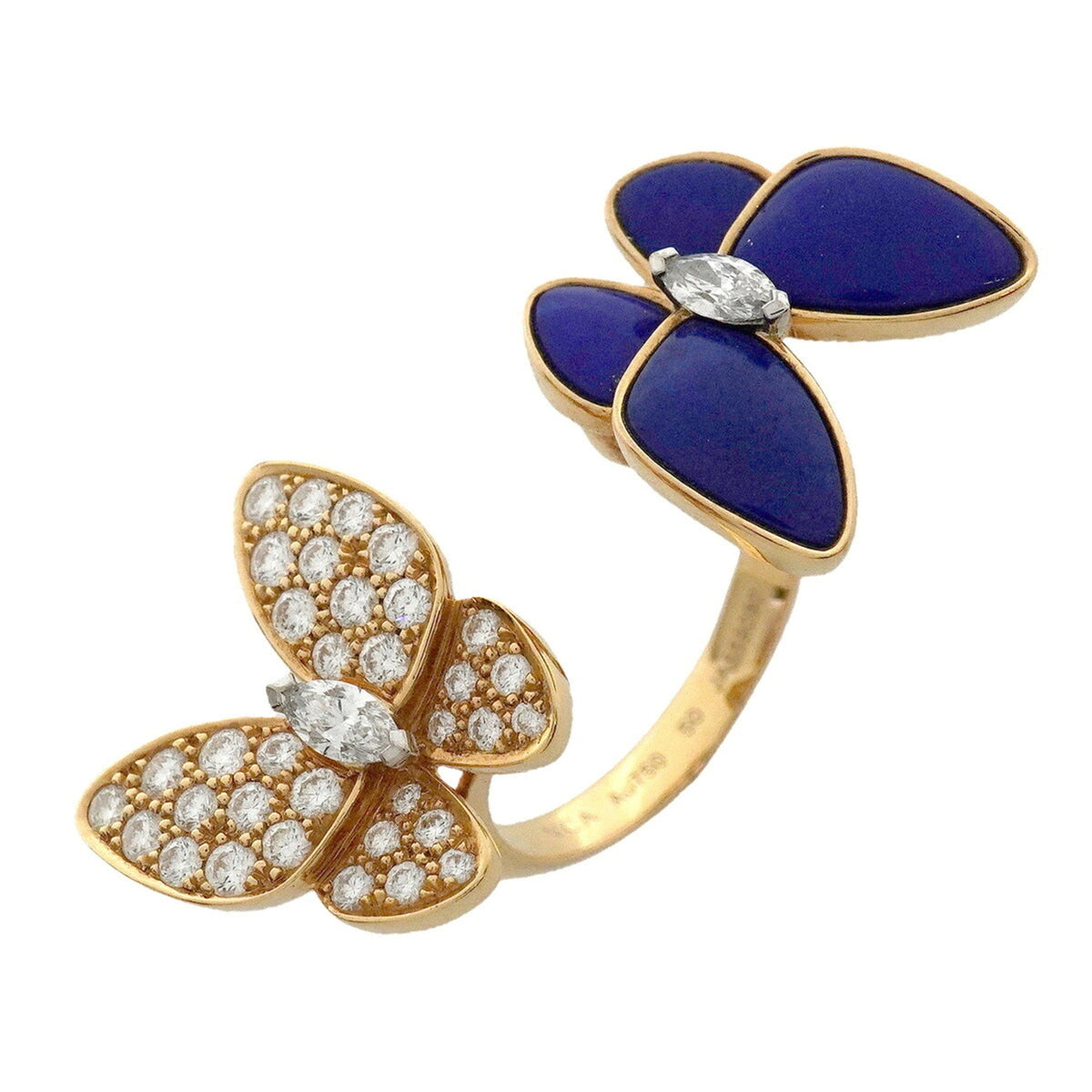 Van Cleef & Arpels Band Ring 18K Yellow Gold with Diamond and Lapis Lazuli