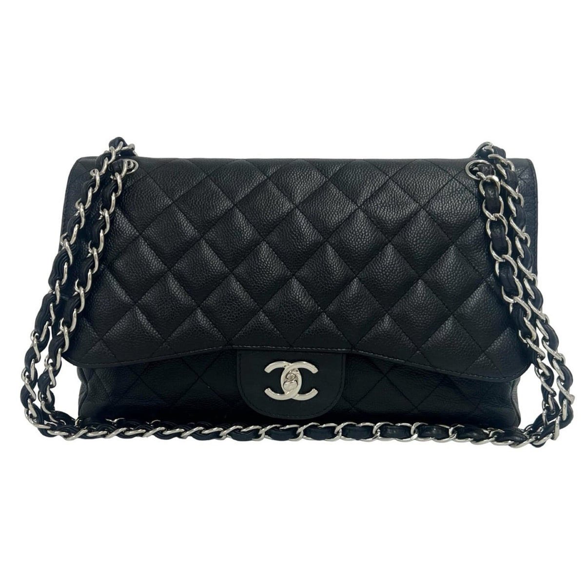 Chanel Classic Double Flap Bag Quilted Caviar Jumbo