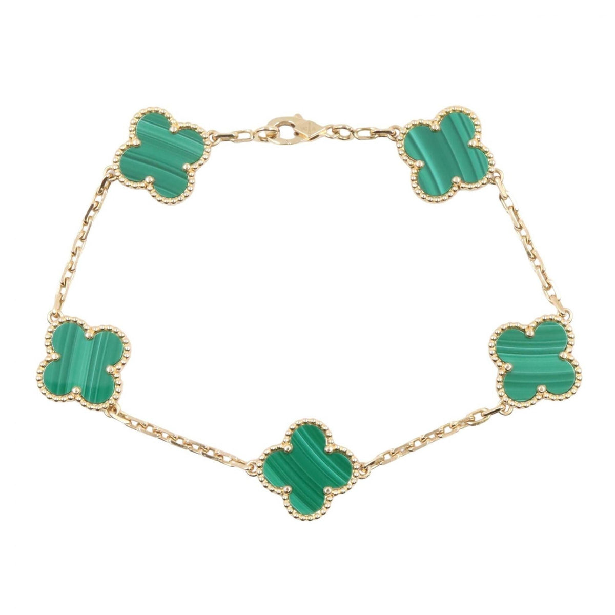 Van Cleef & Arpels Vintage Alhambra Bracelet 18K Yellow Gold and Malachite