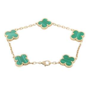Van Cleef & Arpels Vintage Alhambra Bracelet 18K Yellow Gold and Malachite - view 2