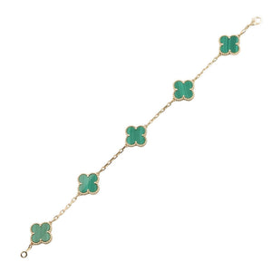 Van Cleef & Arpels Vintage Alhambra Bracelet 18K Yellow Gold and Malachite - view 3