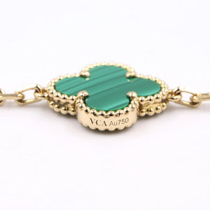Van Cleef & Arpels Vintage Alhambra Bracelet 18K Yellow Gold and Malachite - view 4