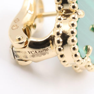 Van Cleef & Arpels Vintage Alhambra Earrings 18K Yellow Gold and Malachite 18K Yellow Gold - view 4
