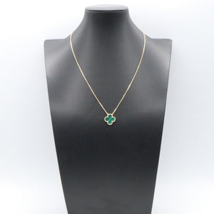 Van Cleef & Arpels Vintage Alhambra Pendant Necklace 18K Yellow Gold and Malachite - view 6