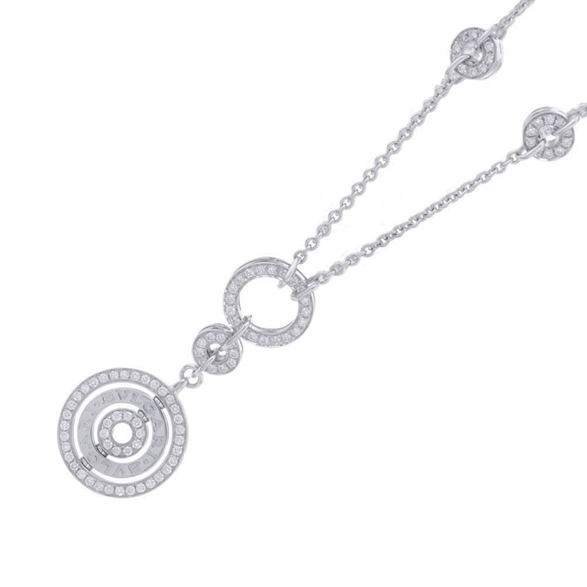 Bvlgari Astrale Cerchi Pendant Necklace 18K White Gold with Diamond