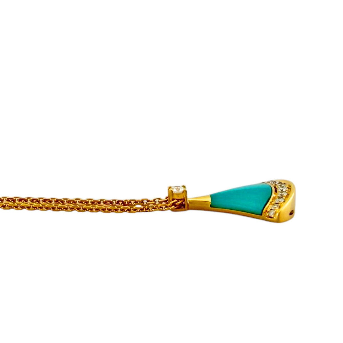 Diva's Dream Pendant Necklace 18K Yellow Gold with Turquoise and Diamond