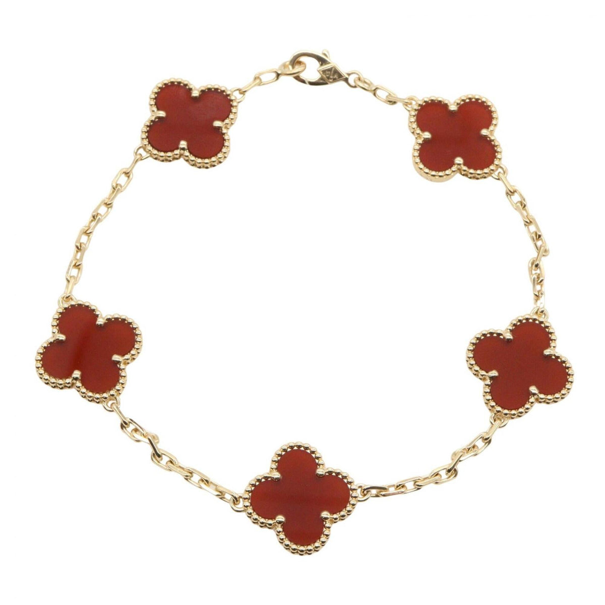 Van Cleef & Arpels Vintage Alhambra Bracelet 18K Yellow Gold and Carnelian