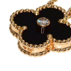 Van Cleef & Arpels Vintage Alhambra Pendant Necklace 18K Rose Gold and Onyx - view 4