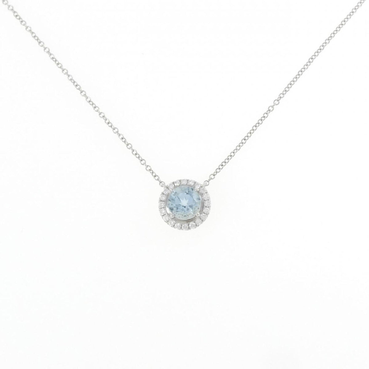 Pendant Necklace Platinum with Aquamarine and Diamond