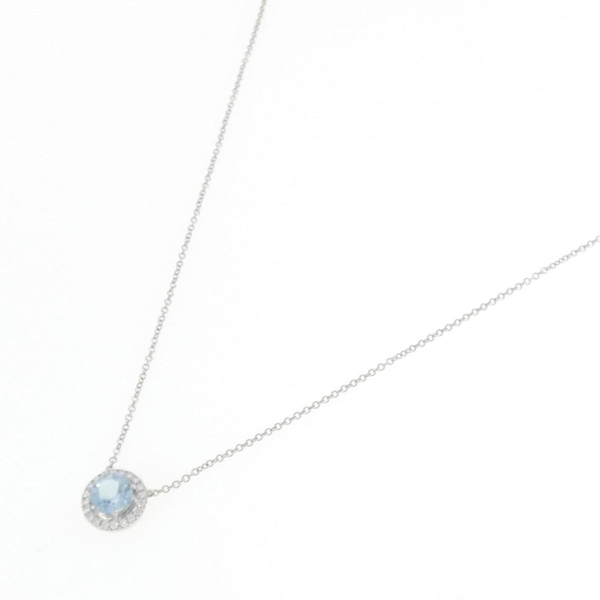 Pendant Necklace Platinum with Aquamarine and Diamond
