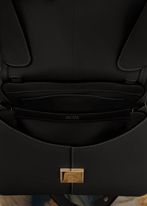 Polène Mokki - Textured Black with Ecru Stitching - view 8