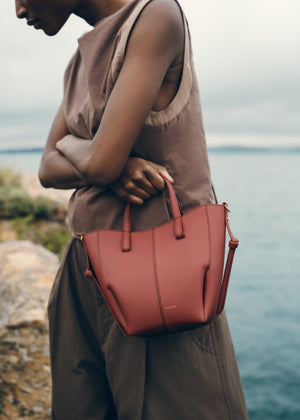 Polène Cyme Tote Nano - Textured Terracotta - view 4