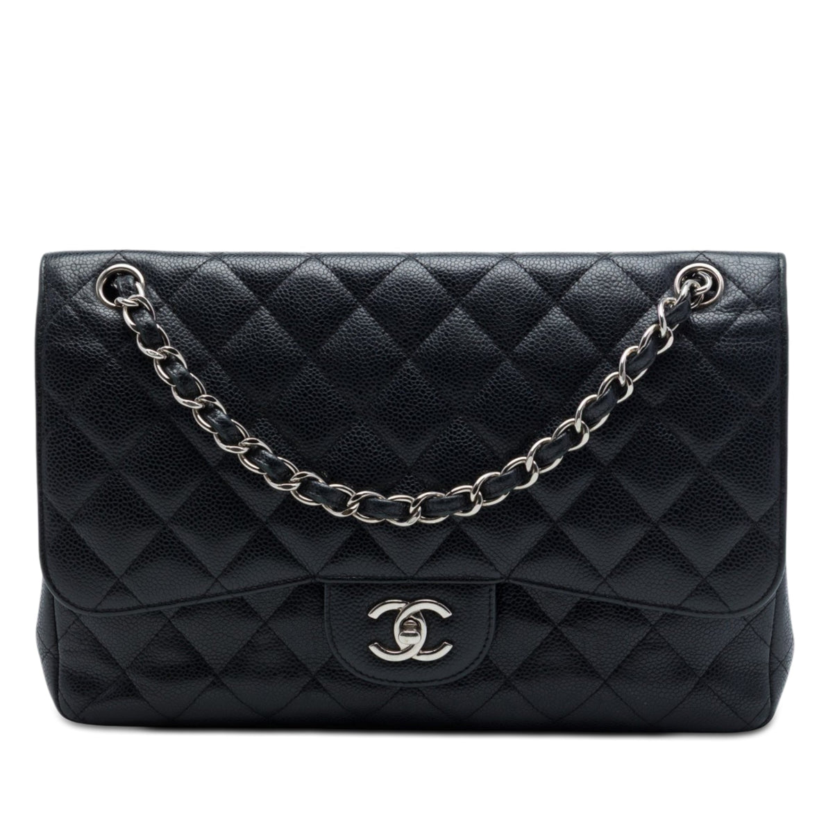 Chanel Classic Double Flap Bag Quilted Caviar Jumbo