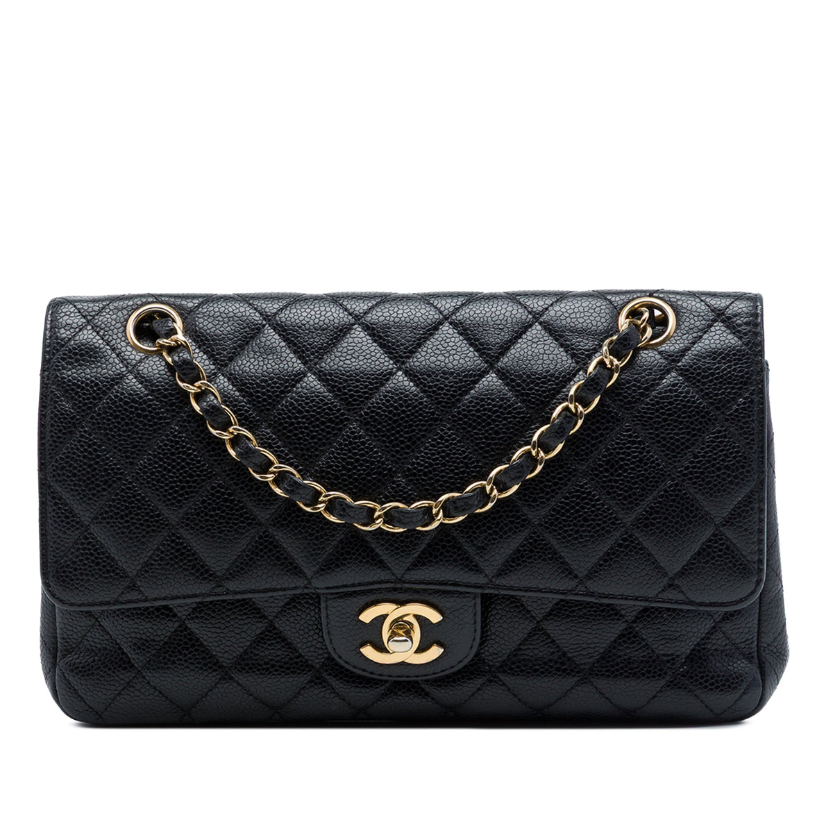 Chanel Classic Double Flap Bag Quilted Caviar Medium