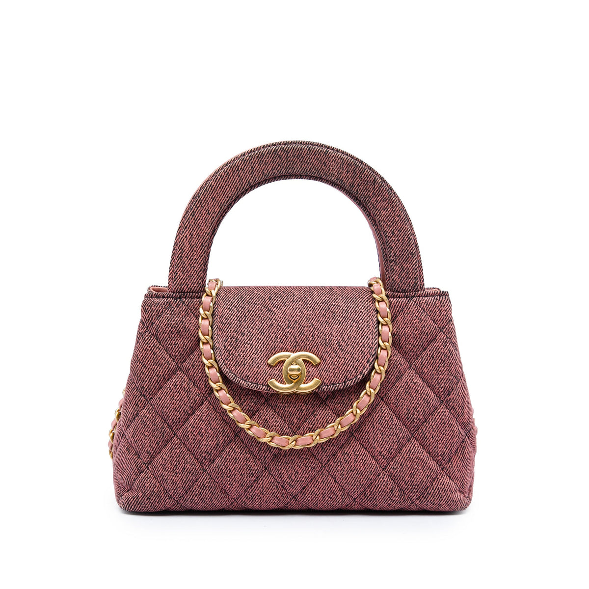Chanel Kelly Top Handle Shopping Bag Quilted Tweed Mini