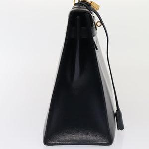 Hermes Kelly Handbag Blue Box Calf with Gold Hardware 32 - view 5