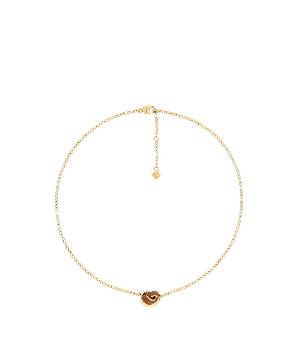 Polène Ormé Necklace - Gold Gilded with Camel Leather