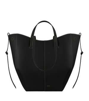 Polène Cyme Tote - Textured Black with Ecru Stitching - view 1