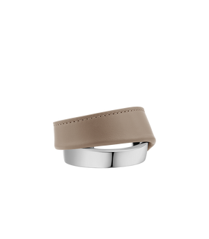 Polène Ormé Cuff - Silver in rhodium with Taupe Leather - view 1