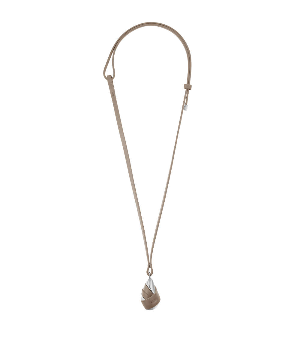 Polène Ormé Pendant - Silver in rhodium with Taupe Leather