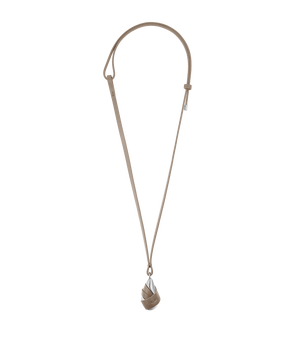 Polène Ormé Pendant - Silver in rhodium with Taupe Leather - view 1